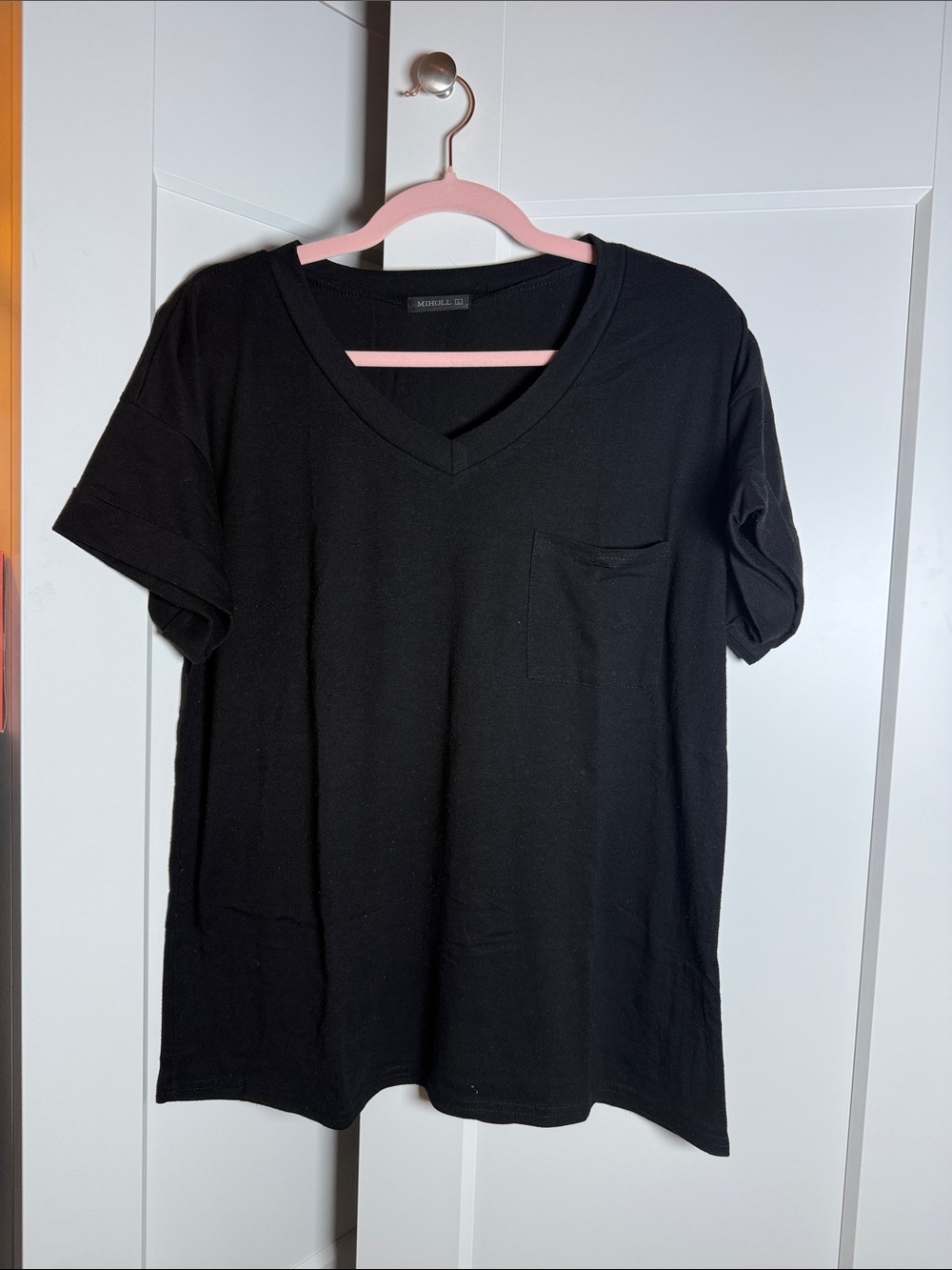 Black V-Neck Pocket Tee